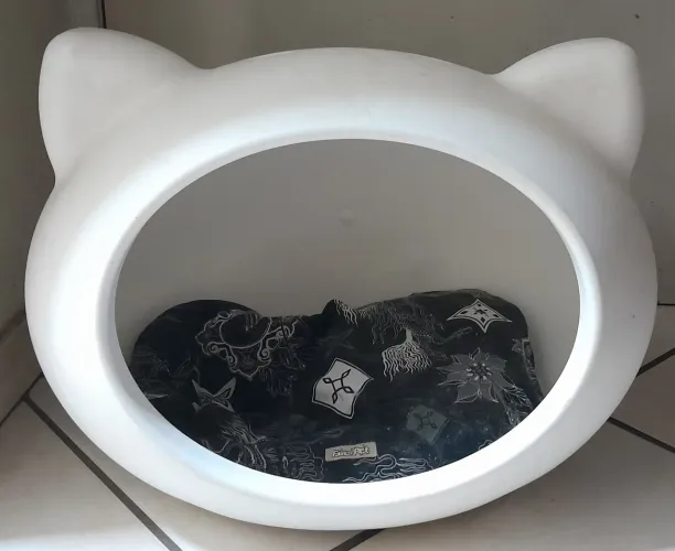 Casa para Gato - Guisa Pet Cat Cave Branca com Almofada preta