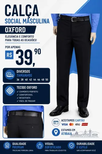 Calça social masculina em Oxford