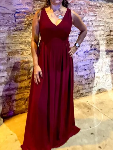 Vestido longo vinho de festa em chiffon | usado 1x | perfeito para casamento/formatura