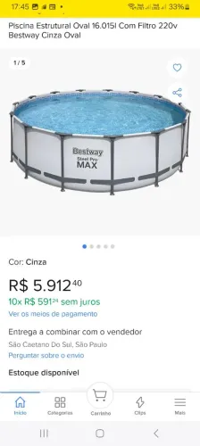 Piscina nova profissional de 16 mil litros completa com utensílios de limpeza e filtro