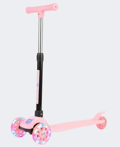 Patinete Rosa Dobrável Rodinhas com Led - Até 40 Quilos