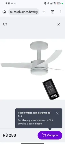 Par de Ventiladores de Teto Arno Ultimate com Controle Remoto e Lustre Integrado