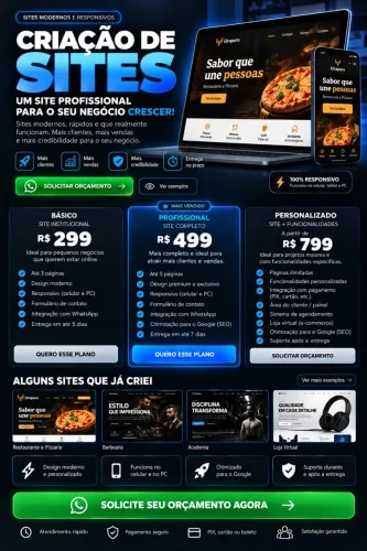 Criação de Sites Profissionais a Partir de R$299