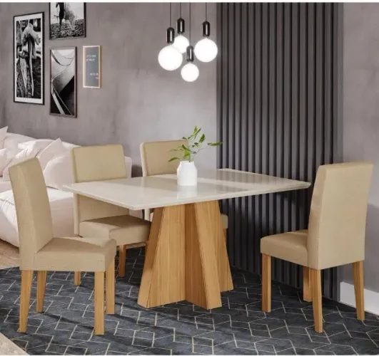 conjunto com mesa cimol com 4 cadeiras