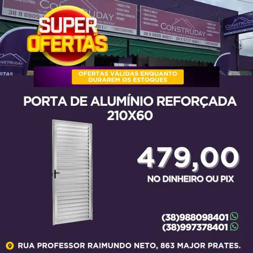 Porta de Alumínio Reforçada 210x60