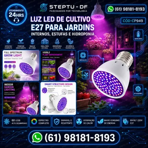 Lâmpada LED para cultivo E27 220V espectro completo 60 LEDs jardins internos COD-CP949  