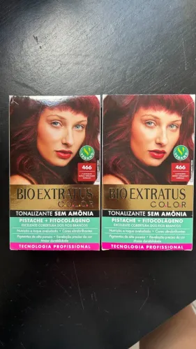 2 caixas de tonalizante bio extratus (cor 466 - castanho médio vermelho intenso)