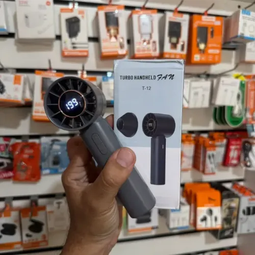 Ventilador de Mão Super Turbo T-12 Portátil e Silencioso Recarregável USB