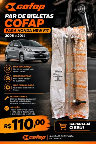 PAR DE BIELETAS COFAP HONDA NEW FIT 2008 a 2014