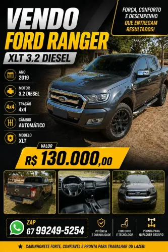 Vendo Ranger XLT 4x4 diesel <br>2019XLT<br>motor 3.2 <br>Modelo XLT<br>4x4 automático <br><br>130 mil