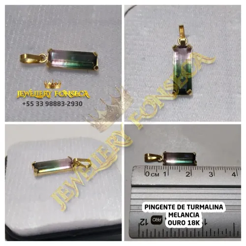 Pingente em Ouro 18k e Turmalina Melancia