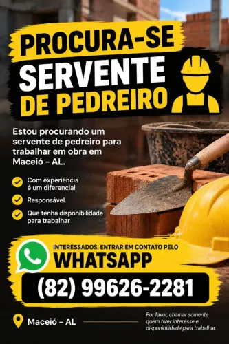 Procuro ajudante de pedreiro