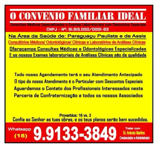 O Convênio Familiar Ideal Credencia Profissionais na Área da Saúde