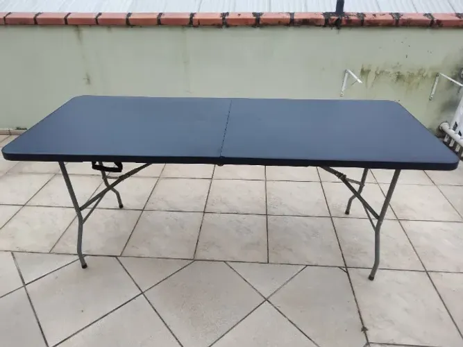 Mesa Dobrável na Cor Preta (180x74x74) - Nova