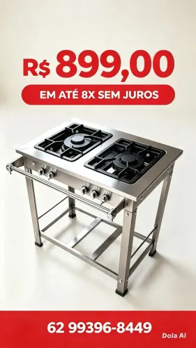 Fogao JS Martins 2 bc 30x30cabo inox