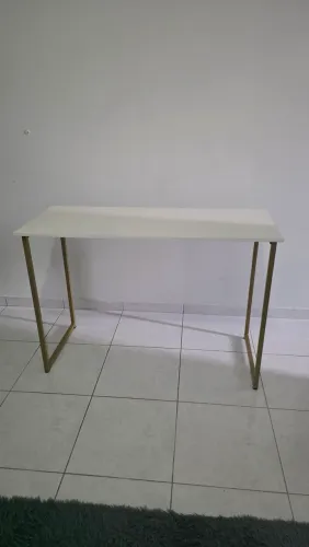Escrivaninha Industrial 110cm Dourado/Off-White
