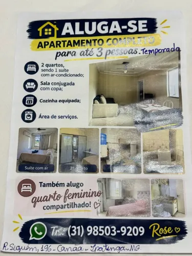 Aluguel por temporada aptos e quartos feminis