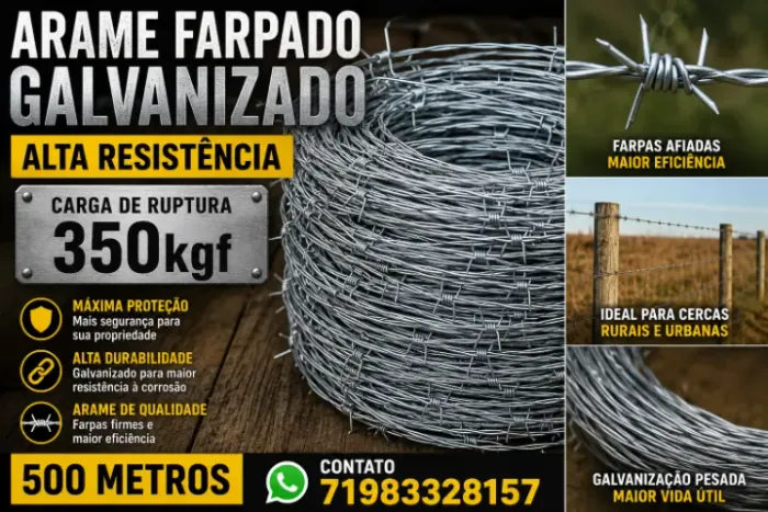 ARAME FARPADO 500 METROS GALVANIZADO