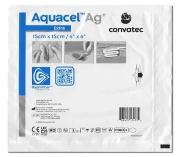 Curativo Aquacel Ag+ Extra c/ Prata 15x15cm (Unidade) Convatec