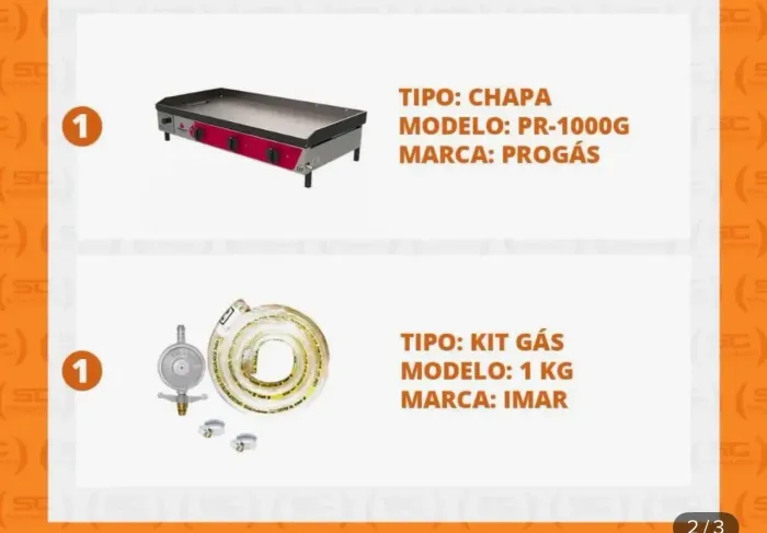 CHAPA LANCHES PROFISSIONAL PROGÁS 120 CM - SEMINOVA / EXCELENTE ESTADO