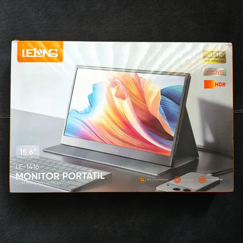 Monitor Portátil Lelong 15.6" - FHD IPS 250 Nits (Novo, Lacrado)<br>