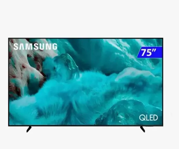 TV Samsung QLED 75" (Com Defeito na Tela) - Apenas 1 Ano e Meio de Uso + Controle e Base