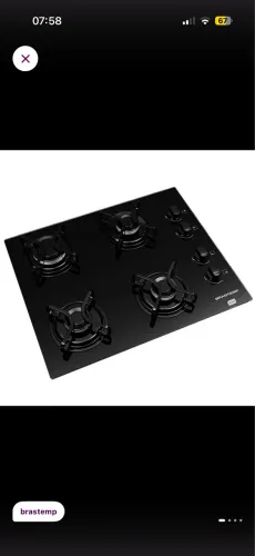 Cooktop Brastemp 4 Bocas Preto em Vidro Temperado