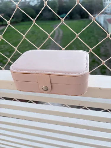 Porta Joias Rosa Claro Compacto Para Viagens