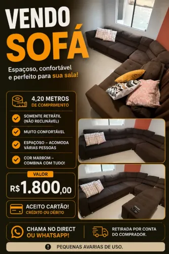 Sofá Gigante 4,20m + Almofadas de Brinde