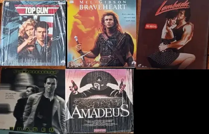 LaserDiscs Filmes Clássicos - Top Gun, Braveheart, Amadeus, entre outros