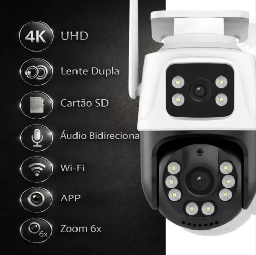 Câmera Wi-Fi 2 lente 1 fixa 1 360Graus