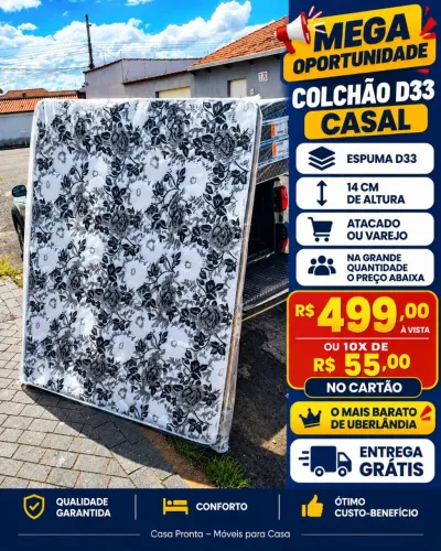 Colchão Casal D33 14cm Novo - R$ 499 - Entrega Grátis<br>