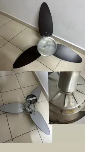 Desapego ventilador de alumínio e madeira de parede.