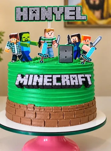 Bolo do Minecraft para aniversário