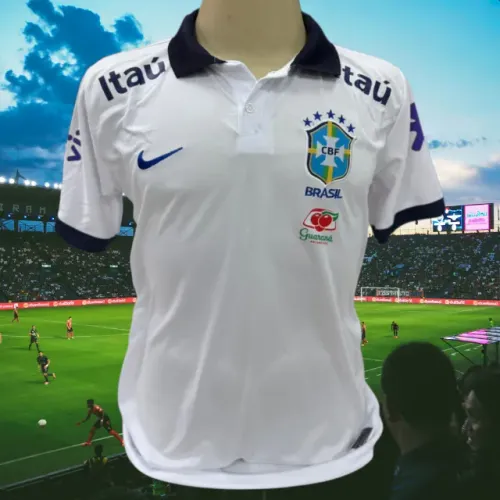 Camiseta Polo Seleção Brasileira Branca