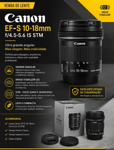 Lente grande angular canon 10-18mm is stm