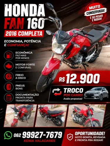 Fan160 12.900 a vista ou parcela no cartão