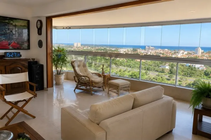 Apartamento a venda em Patamares, 133 m² , 3 suítes, vista mar aberta, dependência com ban