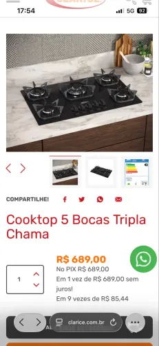 Fogão cooktop