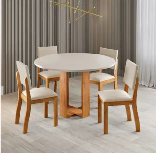 Mesa de jantar redonda 4 cadeiras