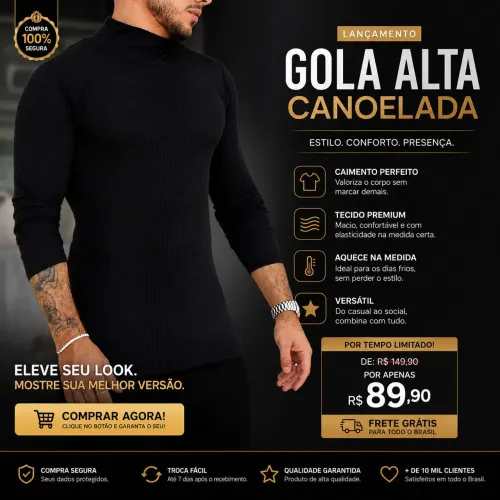 Blusa masculina gola alta