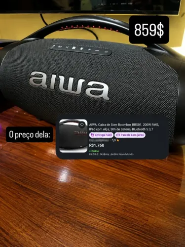 CAIXA BOMBOX AIWA | BT | 200W | BIVOLT | 8 HORAS DE BATERIA
