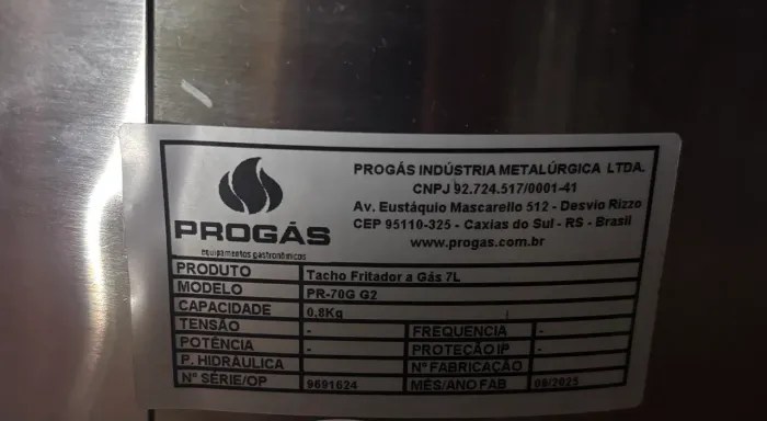 Fritadeira 7 L a gás NOVA