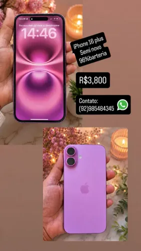 Iphone 16 plus 128 Gb bateria 96% seminovo