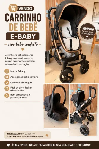 Carrinho de bebê com Moisés e bebê conforto