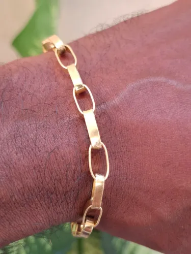 Pulseira Tijolinho de Moeda Antiga 6mm / 21 cm fecho canhão