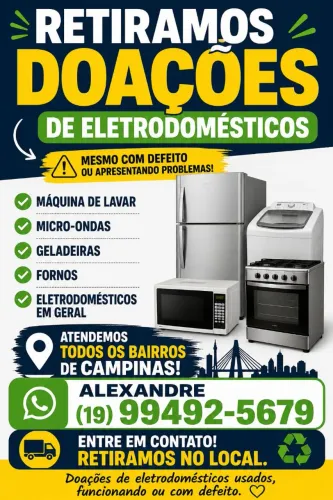 R retiramos doações eletrodomésticos funcionando ou com defeito não cobramos nada