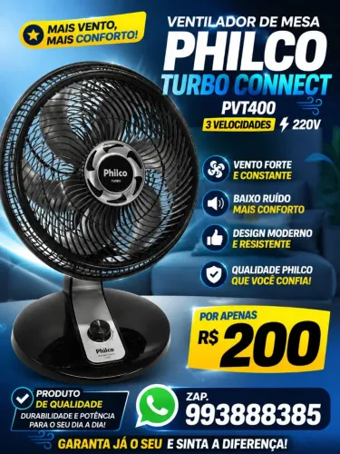 Ventilador de Mesa Philco 6 pás PVT400P