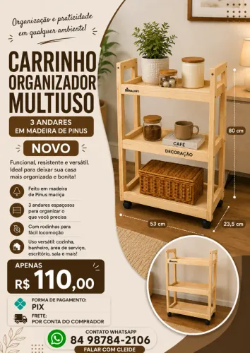 Carrinho organizador multiuso