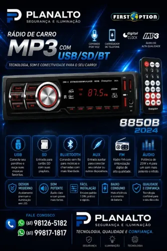 Radio de carro First Option cm bluetooth e 2usb
